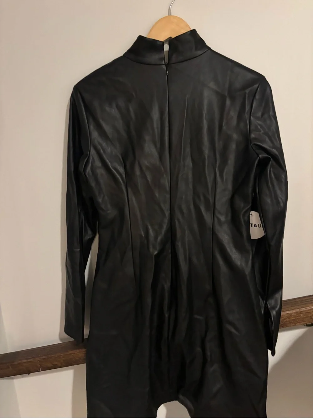 STAUD Black Faux Leather Long-Sleeve Mini Dress - Picture 3 of 3